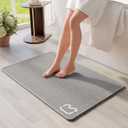 Non Slip Bath Mat Bathroom Rugs, Rubber Backing Braided Ultra Thin Bath Mats, Super Absorbent Quick Dry Bath Rug Shower Mat, Bathroom Floor Mat Fit Under Door, Machine Washable, Gray 24" x 35"