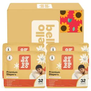 Hello Bello Diapers, Size 1 (8-12 lbs) Flower Child, 128 Count Value Pack of Premium Disposable Baby Diapers, Hypoallergenic with Soft, Cloth-Like Feel