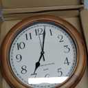 Wooden Wall Clock with Retro Design, 11 Inches Round Wall Clocks Battery Operated Silent Non-Ticking, Big Arabic Numerals, for Kitchen Living Room Classroom Gym and Pool, Brown