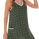 Urchics Swimsuit Coverup for Women 2025 Summer Beach Bathing Suit Cover Up Swiss Dot Sleeveless V Neck Tank Mini Sun Dress (X-Large, Army Green)