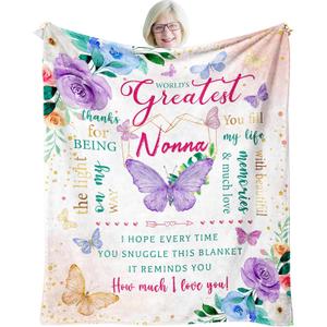 Mothers Day Nonna Gifts, Nonna Gifts for Mother's Day Blanket 60"x50", Birthday Gifts for Nonna from Grandchildren/Grandkids