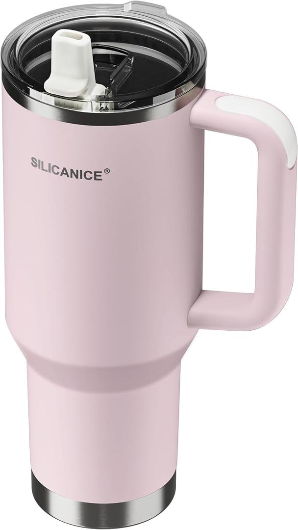 For Travel & Gym Never Drink from a Moldy Lid Again: 40oz Hygienic Tumbler, 100% Leakproof Lid & Removable Foldable Spout. Reinforced Base, Fits Cup Holders - Pink Sand