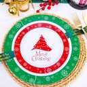 Rubtlamp 60PCS Christmas Plastic Plates, White Plastic Plates With Red and Green Christmas Tree, christmas Party Disposable Plate Include 30 Green Dinner Plate, 30 Red Salad Platos