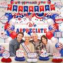 We Appreciate You Party Decorations Red Blue Thank You for All You Do Banner Honeycomb Centerpieces Hanging Swirls Kit Decor for Men Office Employee Pastor Teacher Doctor Appreciation Party Supplies