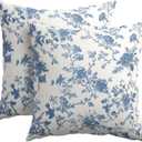 Kawani Blue Floral Pillow Covers 20x20 Inch Set of 2 Blue and Cream Chinoiserie Flower Outdoor Decorative Throw Pillows Vintage Rustic Toile Pillowcases Cushion Covers for Couch Home Decor