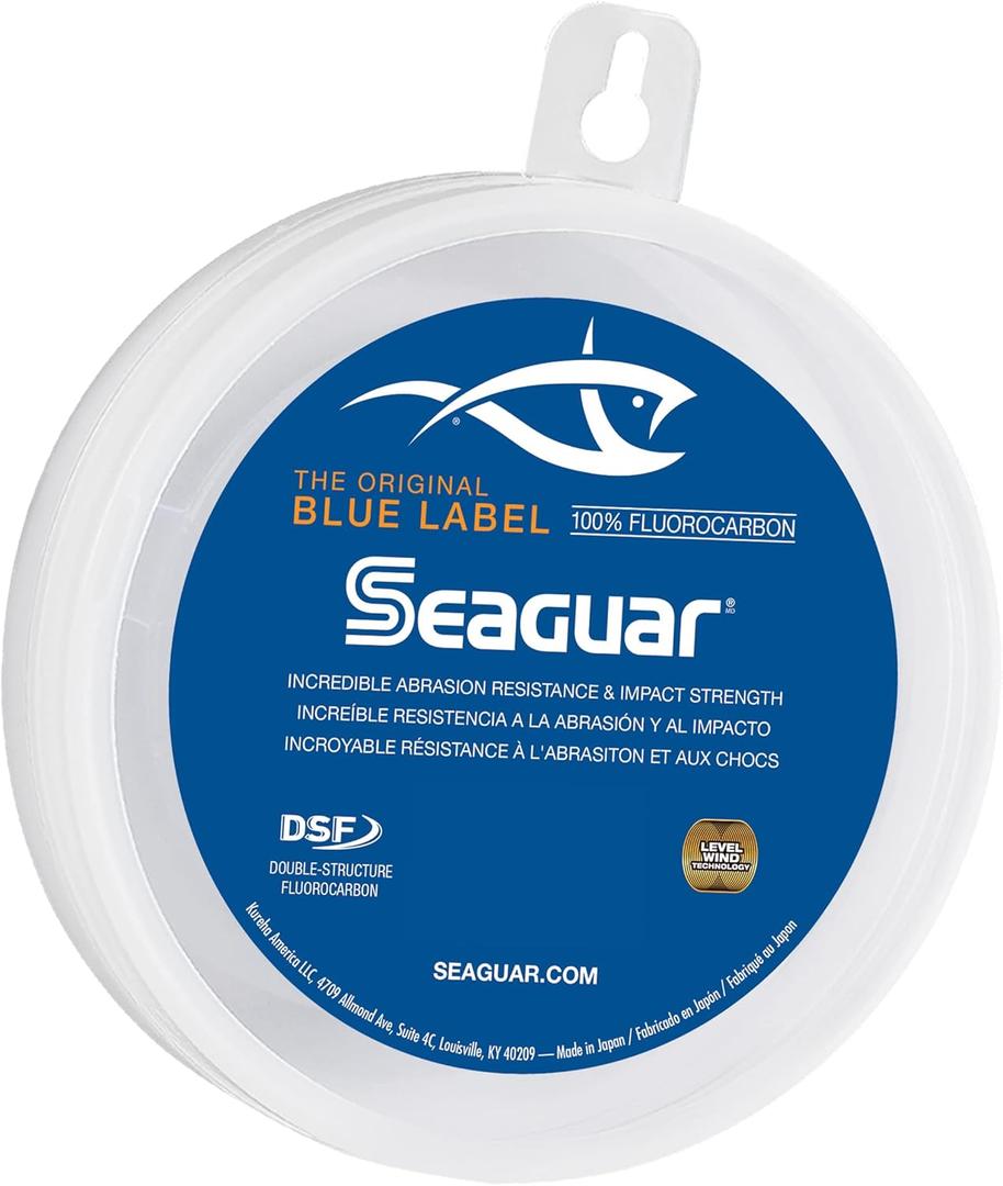 Seaguar Blue Label Fishing Leader Line for Saltwater, 100% Fluorocarbon, Clear, Multiple Sizes (20lbs/25yds)