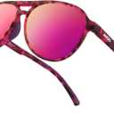 Jefoo Polarized Aviator Sunglasses for Women Men Retro Trendy Sports Sunglasses for Outdoor UV400 Protection