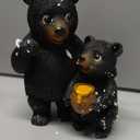 Lavezee Garden Bear Statues 8.9, Mother and Baby Bear Figurines with Solar Lantern for Outdoor Porch Yard Lawn, Unique Bear Gifts for Mom Grandma Women