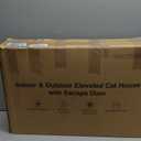 Outdoor Heated Cat House in Winter,Extremely Insulated & Weatherproof,Elevated Feral Cat Shelter with Waterproof Eaves & Escape Door for Outside Stray Barn Cat (Dark Green,L) (25.6"L x 16.5"W x 18.5"H)