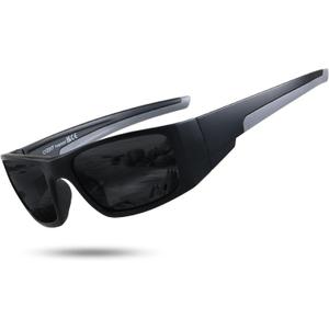 LYZOIT Polarized Sports Sunglasses for Men Women Wrap Around Unbreakable Frame Driving Fishing Cycling Running (Matte Black | Polarized Dark Black)