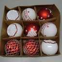 SHareconn 80mm Christmas Balls Ornaments,12PCS Colored Shatterproof Plastic Decorative Hanging Tree Decorations Baubles Set for Xmas Tree Decor Holiday Party Wedding Decoration with Lanyard, Red&White (8CM)