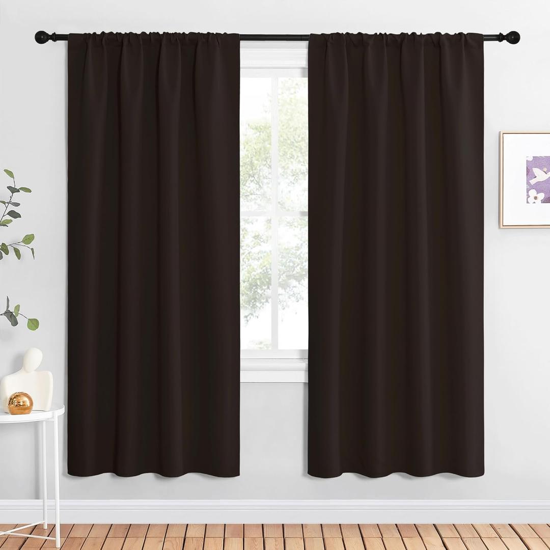 NICETOWN Blackout Curtains for Living Curtains, Toffee Brown, 2 Panels, 42 by 72, Room Darkening Window Curtain Panels, Easy-Care Solid Thermal Insulated Draperies/Drapes for Daughter Room