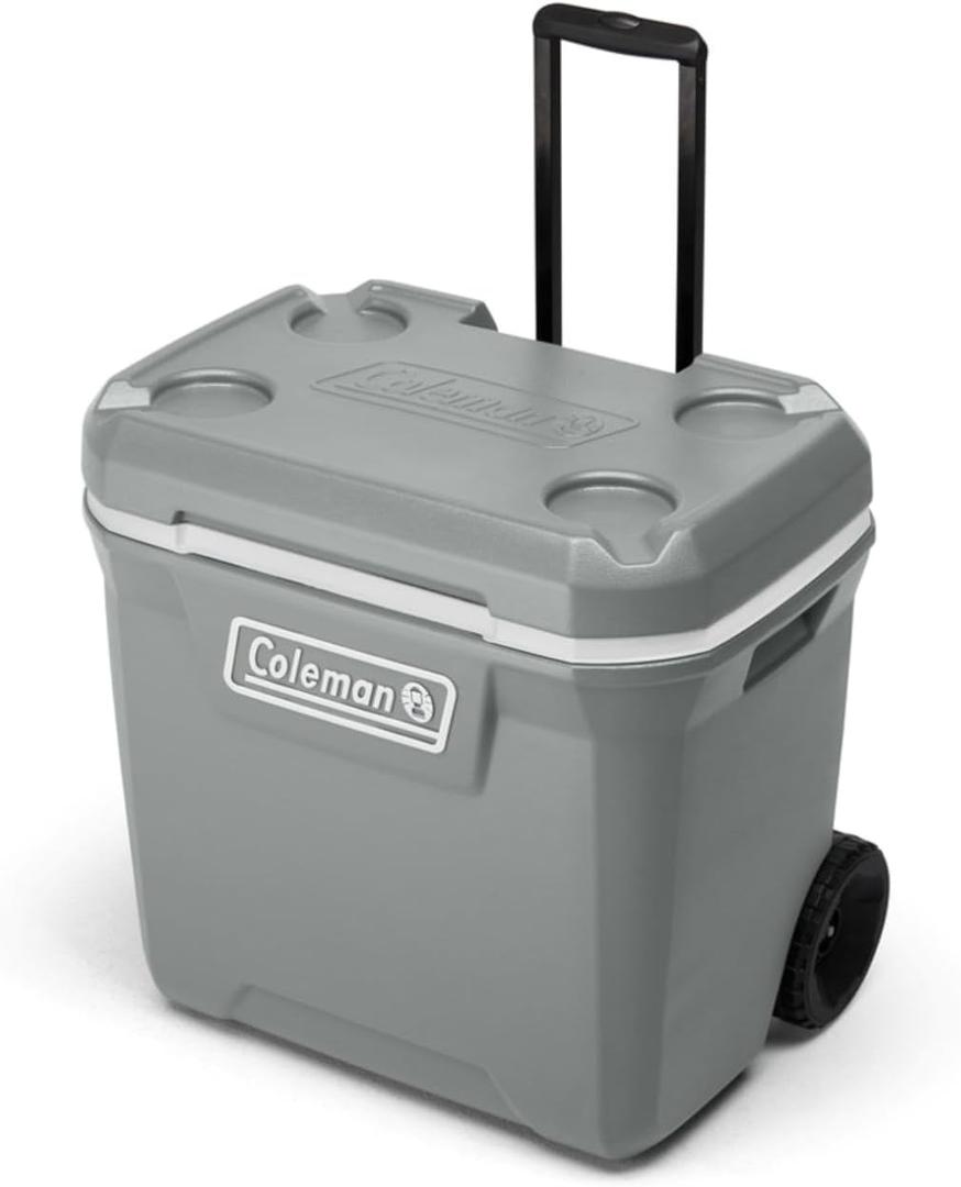 Coleman Classic Series Insulated Portable Rolling Cooler with Wheels, Leak-Resistant Outdoor Hard Cooler Keeps Ice up to 5 Days, 65-Quart, 65qt