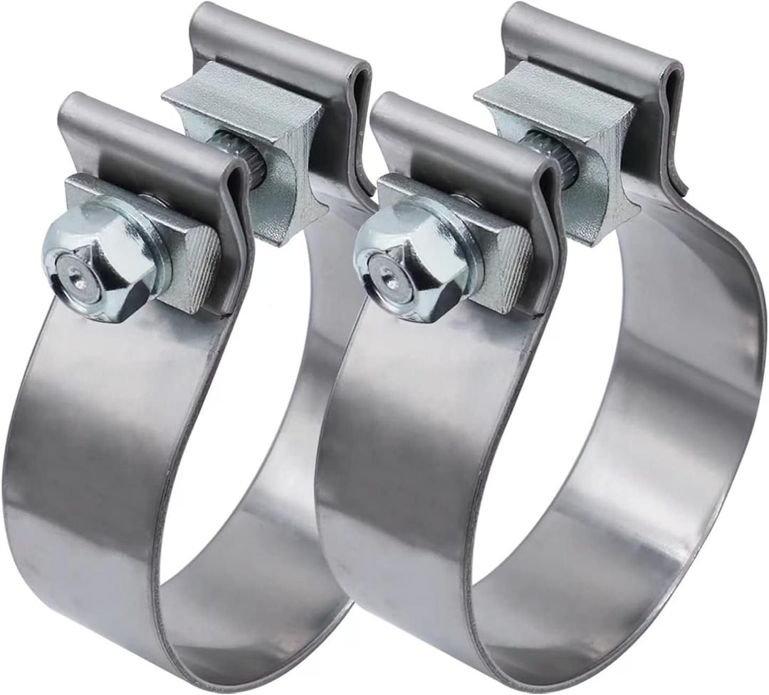 ROADFORMER 3 inch Exhaust Clamp Narrow Band Stainless Steel for Exhaust Pipe, Muffler and Exhaust System Repair (2 Pack)