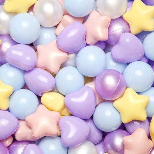 GOGOSO Star Ball Pit Balls for Ball Pit, Crush-Proof BPA Free Colorful Play Plastic Balls for Kids Toddler Christmas Party Decor Giant Friendship Bracelet Banner