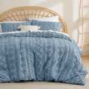 Bedsure Boho Duvet Cover King Size - Tufted King Duvet Cover Set for All Seasons, 3 Pieces Soft Shabby Chic Embroidery Boho Bedding, Comforter Not Included (Dusty Blue, 104" x 90") (King (104" x 90"), 04 - Dusty Blue - Elegant (No Comforter))