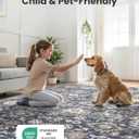 Amada 8x10 Washable Area Rug for Living Room, Blue/Brown, Vintage Pattern