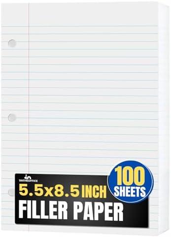2 InTheOffice College Ruled Filler Paper 5.5 x 8.5 Mini Binder Filler Paper, White, 200 Sheets/Pack
