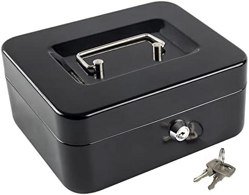Amazon.com : Kyodoled Medium Cash Box with Money Tray,Small Safe Lock Box with Key,Cash Drawer,7.87"x 6.30"x 3.54" Black Medium : Office Products
