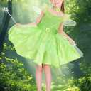 Girls Fairy Costume, Princess Dress Wings Tutu Sequin Suit for Kids Halloween Party Fancy Dress Up Dresses 3-10Y (4-6Y, Green)