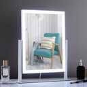 HIEEY Lighted Makeup Mirror, Hollywood Vanity Mirror with Lights, Three Color Lighting Modes, and 5X Magnification Mirror, Smart Touch Control, 360Rotation (17.3in,White,Gift Box)