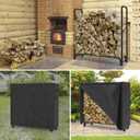 WALMANN 4ft Firewood Log Rack with Cover Outdoor, Heavy Duty Firewood Rack With Weather Resistant 600D Oxford Fabric Cover, Indoor/Outdoor Wood Racks for Fire Wood