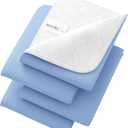 Incontinence Bed Pads - Reusable Waterproof Underpad Chair, Sofa and Mattress Protectors - Highly Absorbent, Machine Washable - for Children, Pets and Seniors (34x36 (Pack of 4), Blue)