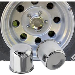 4 Pack Chrome Steel Center Caps Push Thru for Trailer Wheel Rims 4.25" Center Bore