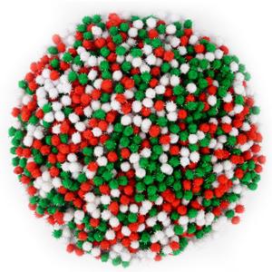 Qumenan 1500 Pieces Mini Glitter Christmas Pom Poms Balls Small Red Green and White pom poms for Crafts Making DIY Hobby Supplies Christmas Party Decorations(3 Colors, 0.4 in)