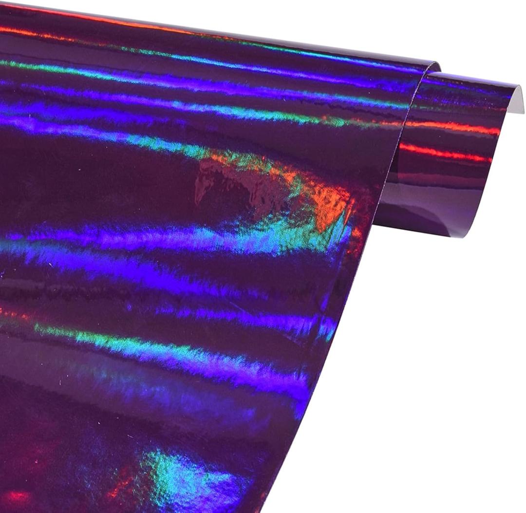 Holographic Laser Purple Car Vinyl Wrap Rainbow Color Change Film with Air Release Technology Self-Adhesive & Reflective Vinyl Wrap for Car Interior Exterior Decoration, 7.87'' x 59.84''
