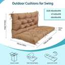Swing Replacement Cushions for Outdoor: 2-3 Seater Bench Waterproof Cushion with Ties - 4in Thick Swing Cushion for Garden Furniture Patio Porch