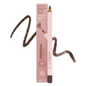 Mineral Fusion Eye Pencil (Dark Brown  Touch)  Eyeliner with Soothing Chamomile, Meadowfoam & Vitamin E  Smooth & Long Lasting, Hypoallergenic, NonIrritating Eye Makeup