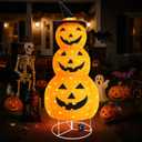 Halloween Pumpkin Decorations, Battery Operated Pre-Lit Collapsible Jack-o-Lantern with 100 LED & 8 Modes, Pop Up Pumpkin Decor for Indoor Outdoor Yard, Party, Halloween Fall Holiday