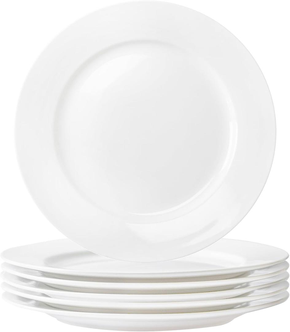 White Ceramic Dinner Plates Set of 4, 10 Inch Porcelain Dinner Plates for Salad, Pasta, and Steak  Microwave and Dishwasher Safe Dinnerware
