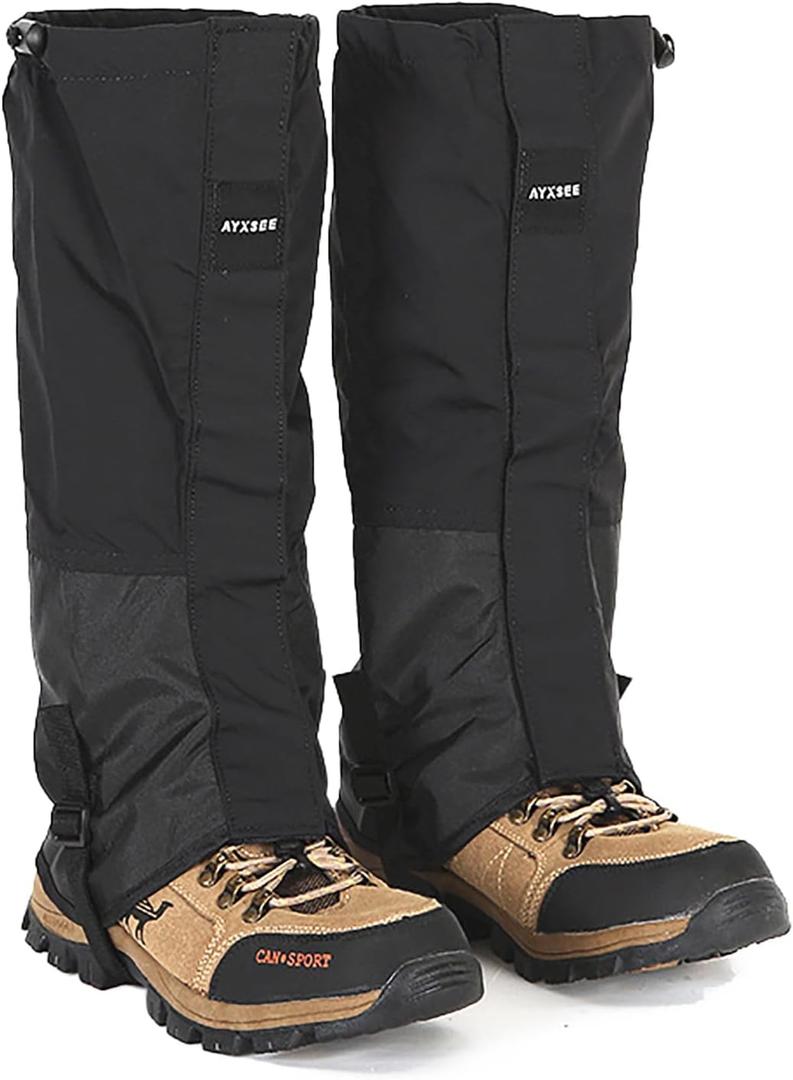 Winter Snow Gaiters for Hiking - Waterproof Ankle Covers for Snow Trekking, Skiing - Universal Fit Men Women (Black)