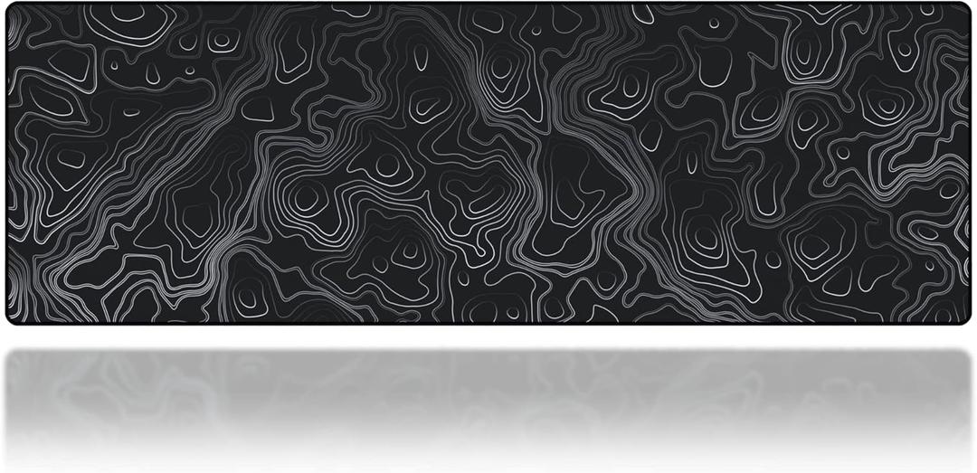 Gamer Boss - Gaming Mouse Pad - 36 x 12 Inches - 4mm Thick with Stitched Edges, Non-Slip Rubber Base, Premium Cloth Mousepad, Desk Mat for Laptop, Keyboard, Computer & PC (Extended, Topographic)