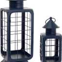 Boston International Lantern/Candle Holder Decorative Captains Metal Outdoor Lanterns, Set of 2, Navy Blue
