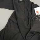 REORIA Women's Sexy Round Neck Long Sleeve Trendy Front Twist Knot Sheer Mesh Ruched Going Out Bodysuits Tops (Large, Black)