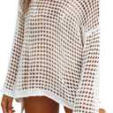 Bsubseach Crochet Cover Ups for Women Sexy Hollow Out Swim Cover Up Knit Summer Outfits One Size White