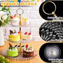 14 Pieces Tiered Cupcake Stand Set Gold 2-Tier 3-Tier Serving Stand Tower Tray with Round Rectangle Food Serving Trays Long Slim Dessert Stand for Party Wedding(Clear)