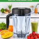 Blender Pitcher 64oz Low-Profile, Replacement Pitcher Container Jar Cup Compatible with 750, 5200, 5000, 6300, 7500, 7800, Vm0102, Vm0103, Vm0197, E310 Classic/Explorian/Commercial Series