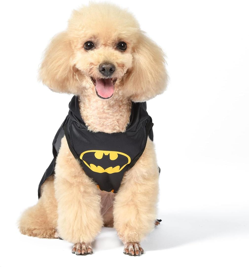 DC Comics Batman Dog Costume, Size Small | Official Batman Costume for Pets Halloween, Black