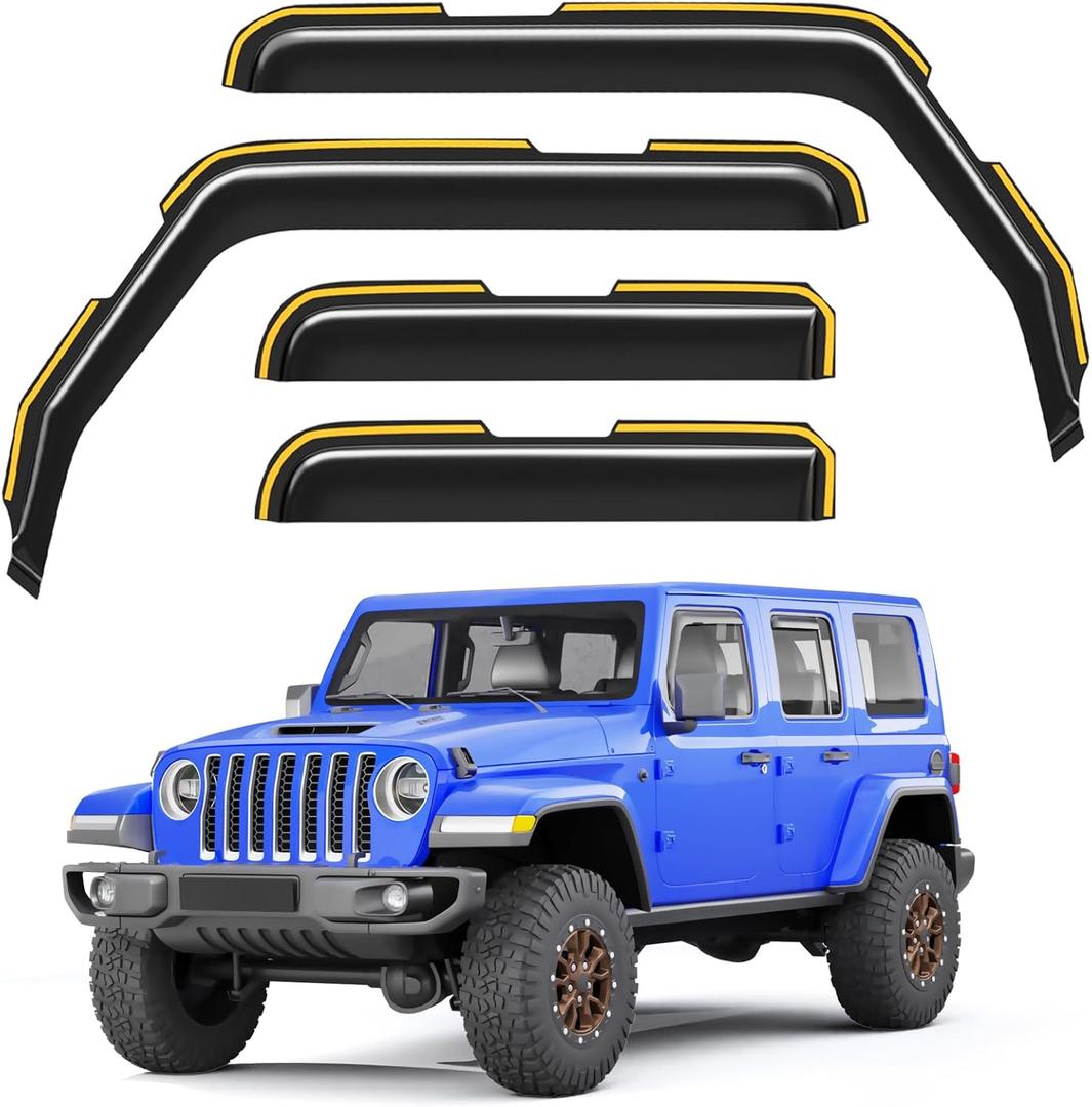 in-Channel Window Rain Guards Fit for 2018-2026 Jeep Wrangler JL & 2020-2026 Jeep Gladiator, Window Visors Window Deflectors Vent Visors Vent Shades Car Accessories -4 pcs
