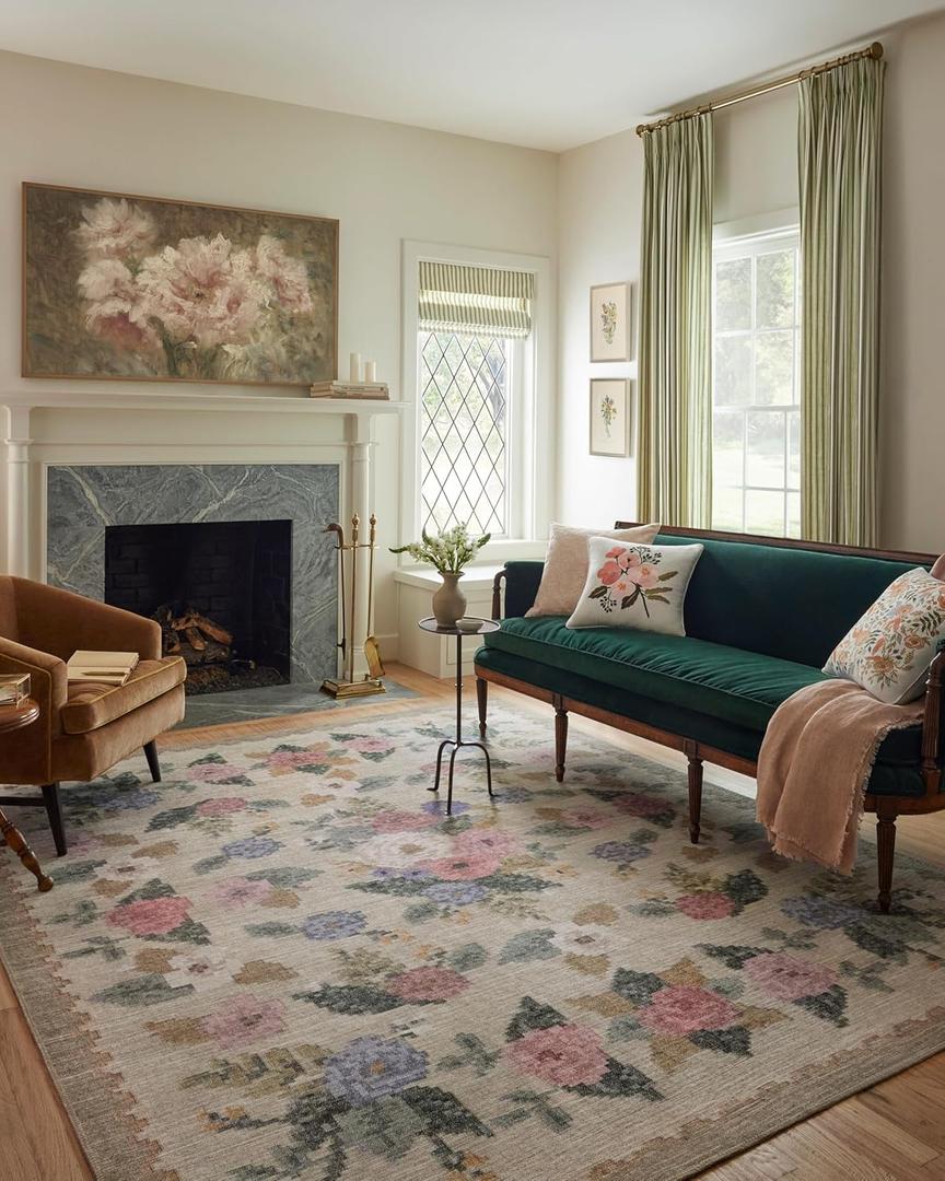 Loloi Rifle Paper Co. Rosa Collection RSA-02 Cream/Multi 2'-3" x 3'-9" Accent Rug Loloi Rifle Paper Co. Rosa Collection RSA-02 Cream/Multi 2'-3" x 3'-9" Accent Rug