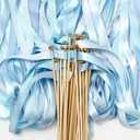 Whaline 40Pcs Wedding Ribbon Sticks with Bells Dusty Blue Streamers Fairy Stick Wands Ribbon Tassel Wands for Baby Shower Send Off Party Activities Holiday Celebration Supplies Dusty Blue