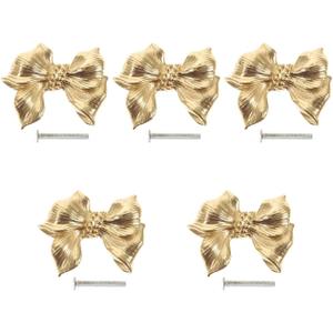 DOITOOL Antique Cabinet Pull Bow Shaped Drawer Knob 2.16 Inch Vintage Style Brass Handle for Kitchen Bathroom Bedroom Furniture Hardware