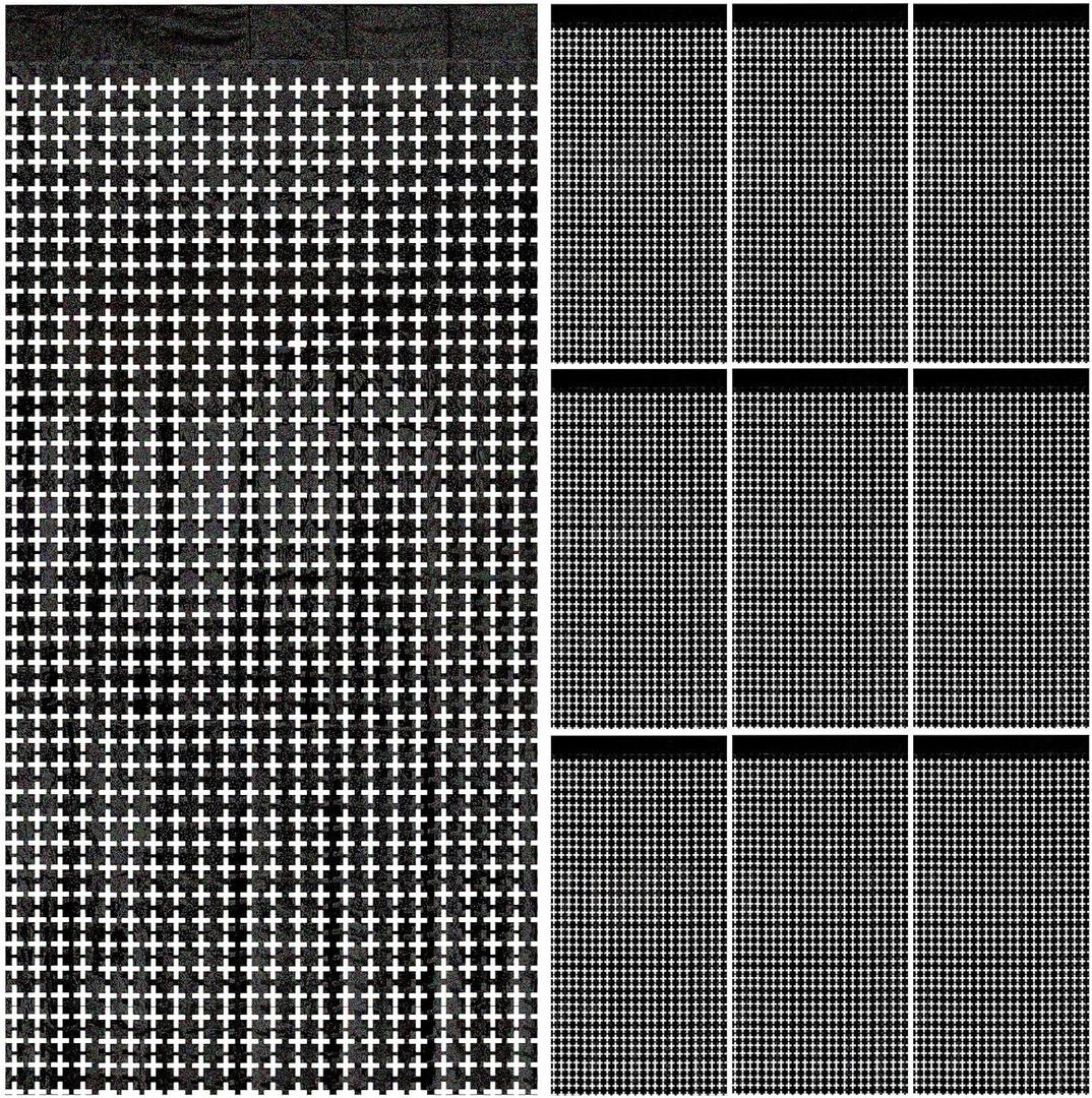 Square Tinsel Curtain Party Backdrop - 10pcs Glitter Foil Fringe Curtain Party Decor Black Photo Booth Backdrop Streamers for Halloween, Christmas, Birthday, Graduation, Wedding Party Decorations