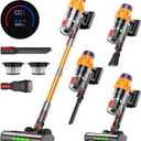 Cordless Vacuum Cleaner w/LED Display, 550W Self-Standing Cordless Stick Vacuum Cleaner for Home, Removable Battery/Lightweight/Rechargeable Pet Vacuum Cordless for Pet Hair/Hardwood Floor/Carpet