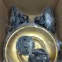 FEMILA Industrial Semi Flush Mount Ceiling Light, 12" Farmhouse Front Porch Ceiling Lighting Fixture, 2 Pack Outdoor Flush Mount Porch Light for Entryway, Hallway, Kitchen, 4FY15-F-2PK BK-1 (Matte Black & Gold)