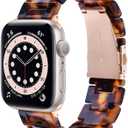 V.R.HOPE Compatible With Apple Watch Band 42mm 44mm 45mm Women Men, Adjustable Lightweight Resin Strap with Stainless Steel Buckle Replacement for iWatch Series SE 7 6 5 4 3 2 1-Tortoiseshell